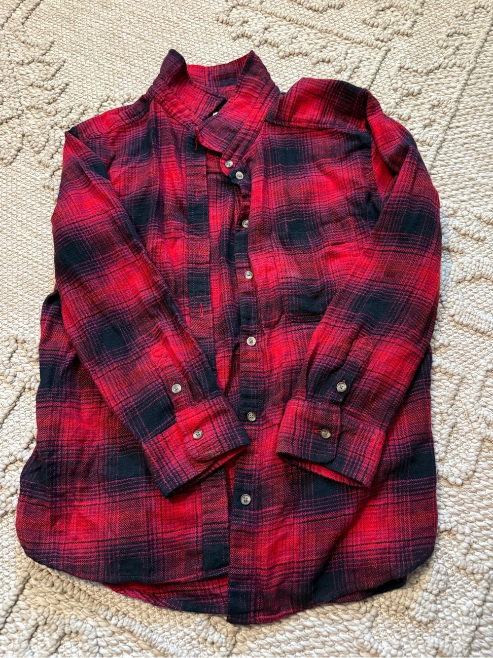 Women’s Red Plaid Button-Down Shirt American Eagle